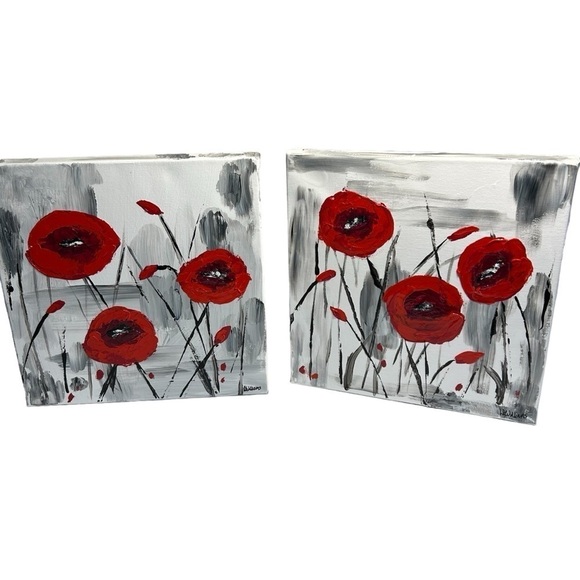 Original Artwork Acrylics on Canvas Red Poppies - Picture 2 of 15